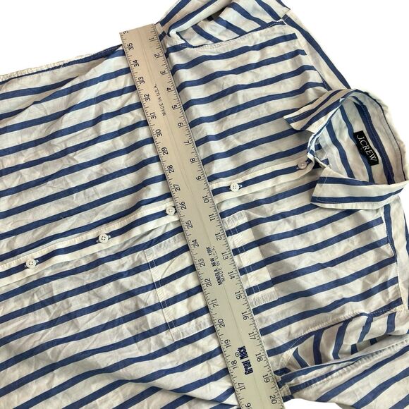 J Crew Shirt WMNS 2 Blue Striped Button Down Garçon Cotton Voile Nautical Preppy - Picture 5 of 14